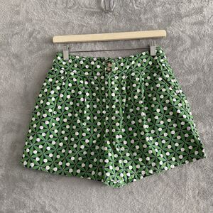 Maeve By Anthropologie Size 2 Women's Green Patterned Poplin City Shorts